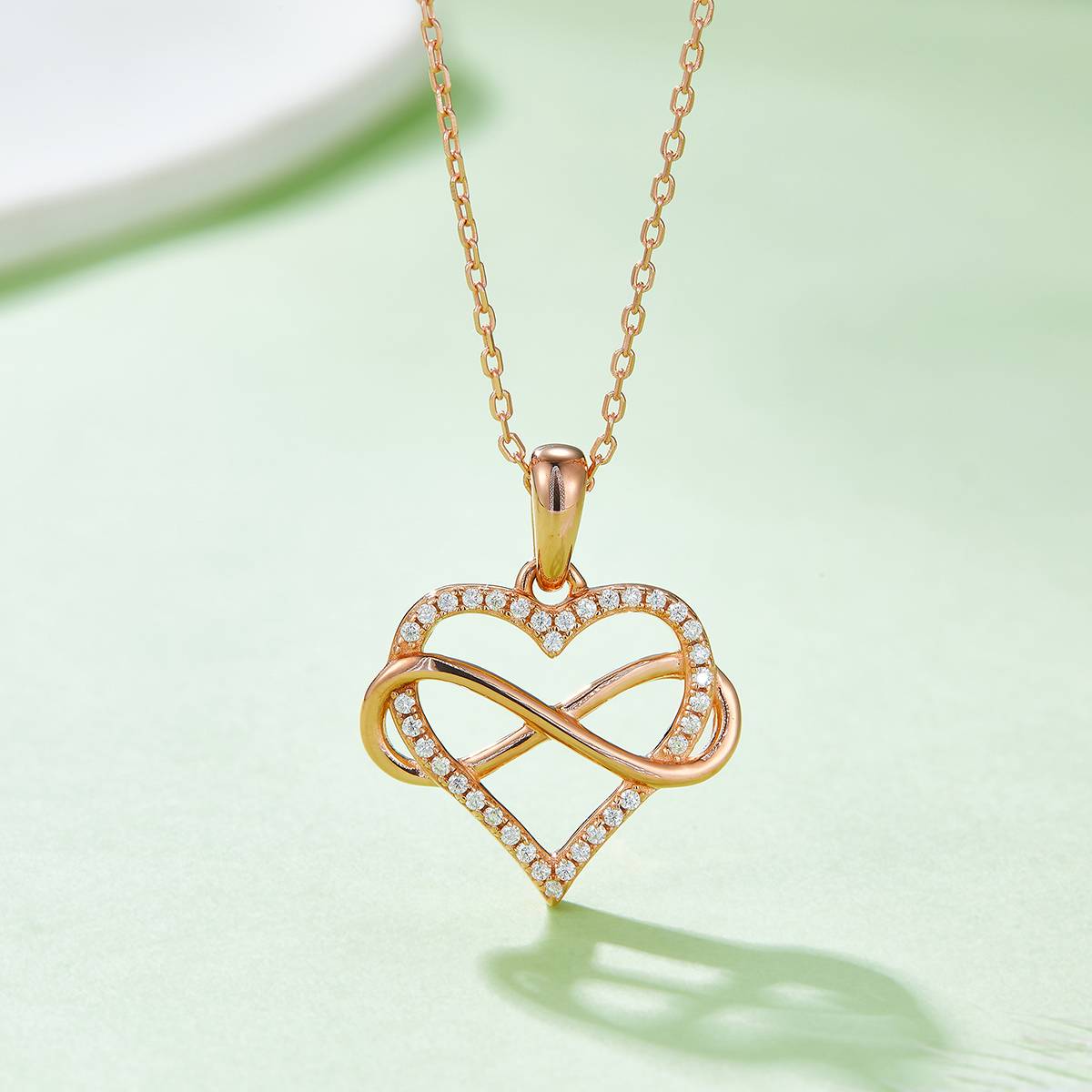 Entangled Infinite Love Pendant S925 Silver Moissanite Grade D 0.18CT
